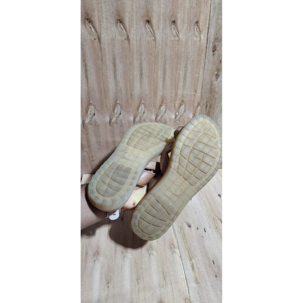 Born Womens Nevis Sandal Size 10M Tan Leather Strappy Thong Toe Loop Flat Shoe